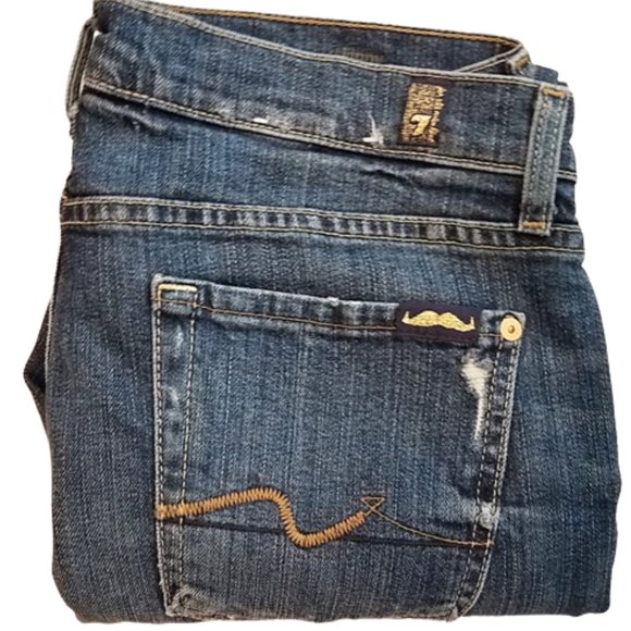 7 FOR ALL MANKIND Distressed Denim Josefina Skinny Boyfriend Jeans - Women's 28 - Picture 4 of 7